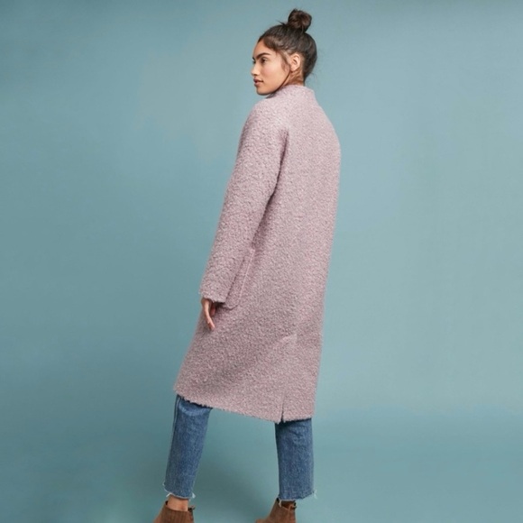 Anthropologie Greyson Windermere Boucle Buckled Tweed Teddy Coat Lilac XS - Picture 4 of 16